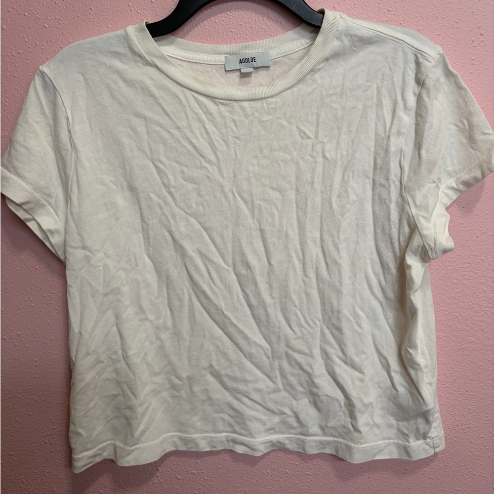 Agolde LONG LINE ADINE TEE IN BLONDE MEDIUM - Picture 2 of 5